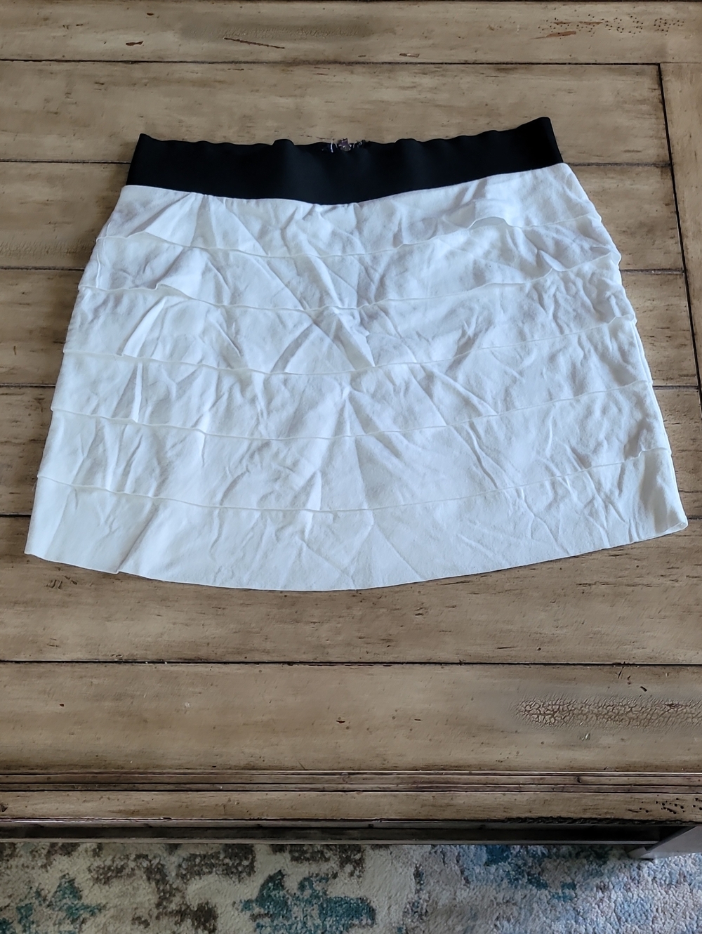Express White Mini Skirt with Black Waistband